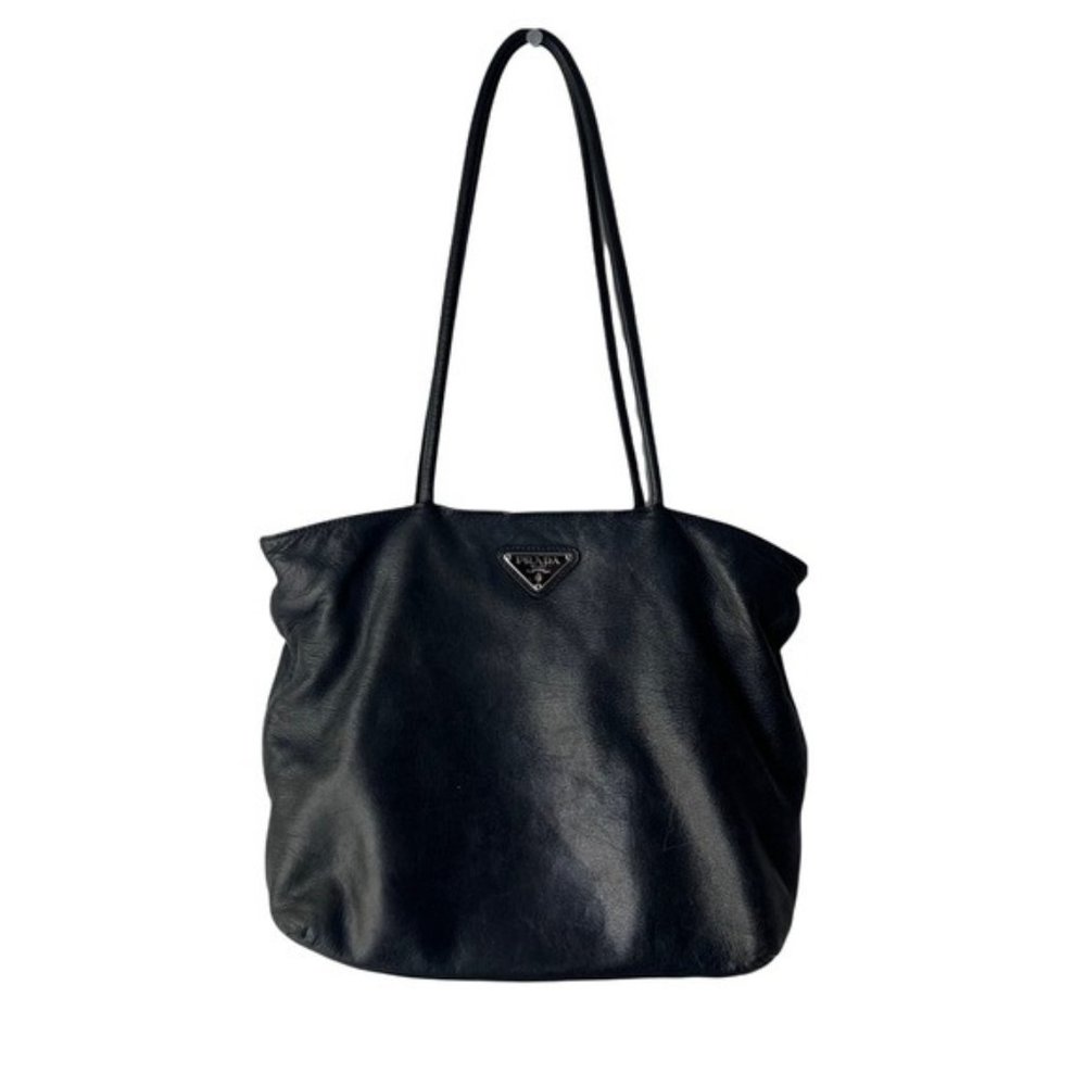 Prada Black Soft Calf Leather Shoulder Bag